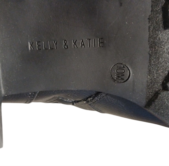 Kelly & Katie Black Knee High Boots Heeled Boots with Chunky Block Heel Boots 10 - Picture 10 of 11